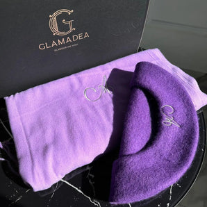 Set esarfa si bereta Purple, cashmere, lana prelucrata GLAMADEA