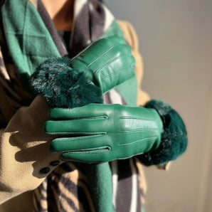 Set esarfa si bereta Windly, cashmere, piele natural GLAMADEA