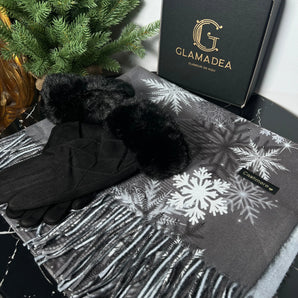 Set esarfa si bereta cașmir Grey, cadou, personalizare GLAMADEA