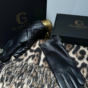 Set esarfa si manusi Awira, cashmere, piele intoarsa GLAMADEA