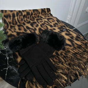 Set esarfa si manusi Belinda, cashmere, piele intoarsa GLAMADEA