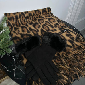 Set esarfa si manusi Belinda, cashmere, piele intoarsa GLAMADEA