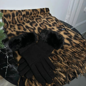 Set esarfa si manusi Belinda, cashmere, piele intoarsa GLAMADEA