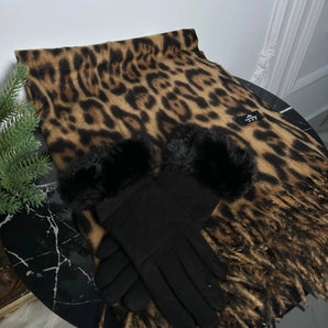 Set esarfa si manusi Belinda, cashmere, piele intoarsa GLAMADEA