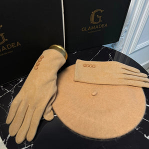 Set esarfa si manusi Rain, lână, duble GLAMADEA