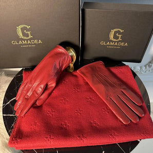 Set esarfa si manusi Remina, cashmere Premium, piele naturală GLAMADEA