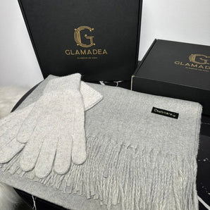 Set esarfa si manusi Wain, lână prelucrata, cashmere GLAMADEA
