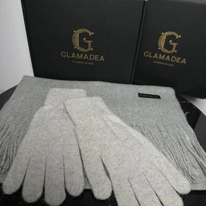 Set esarfa si manusi Wain, lână prelucrata, cashmere GLAMADEA