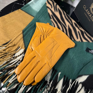 Set esarfa si manusi Zebra, cashmere, manusi din piele 100% GLAMADEA