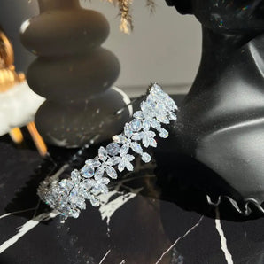 Diadema mireasă stil coroniță, Mirabella, zirconii cubice, argintiu - GLAMADEA