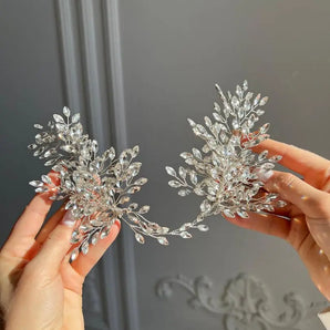 Diadema mireasă, Kilenya, cristale, model floral, flexibilă - GLAMADEA