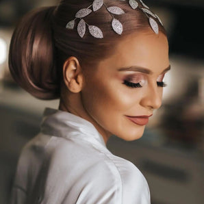 Diadema mireasă model frunze cristale