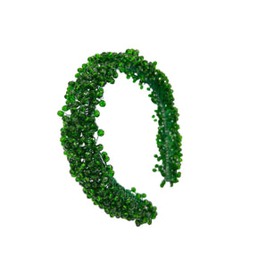 Diadema păr handmade verde cristale fațetate
