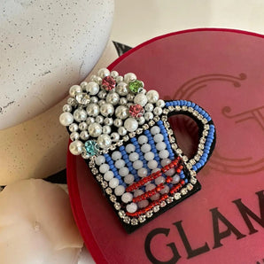 Broșa fetru handmade model cană